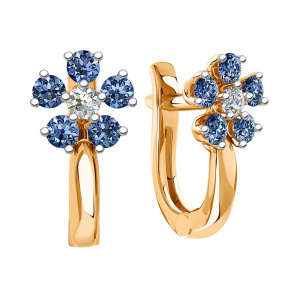 Серьги из золота 585 пробы с фианитом SANIS 01-217319