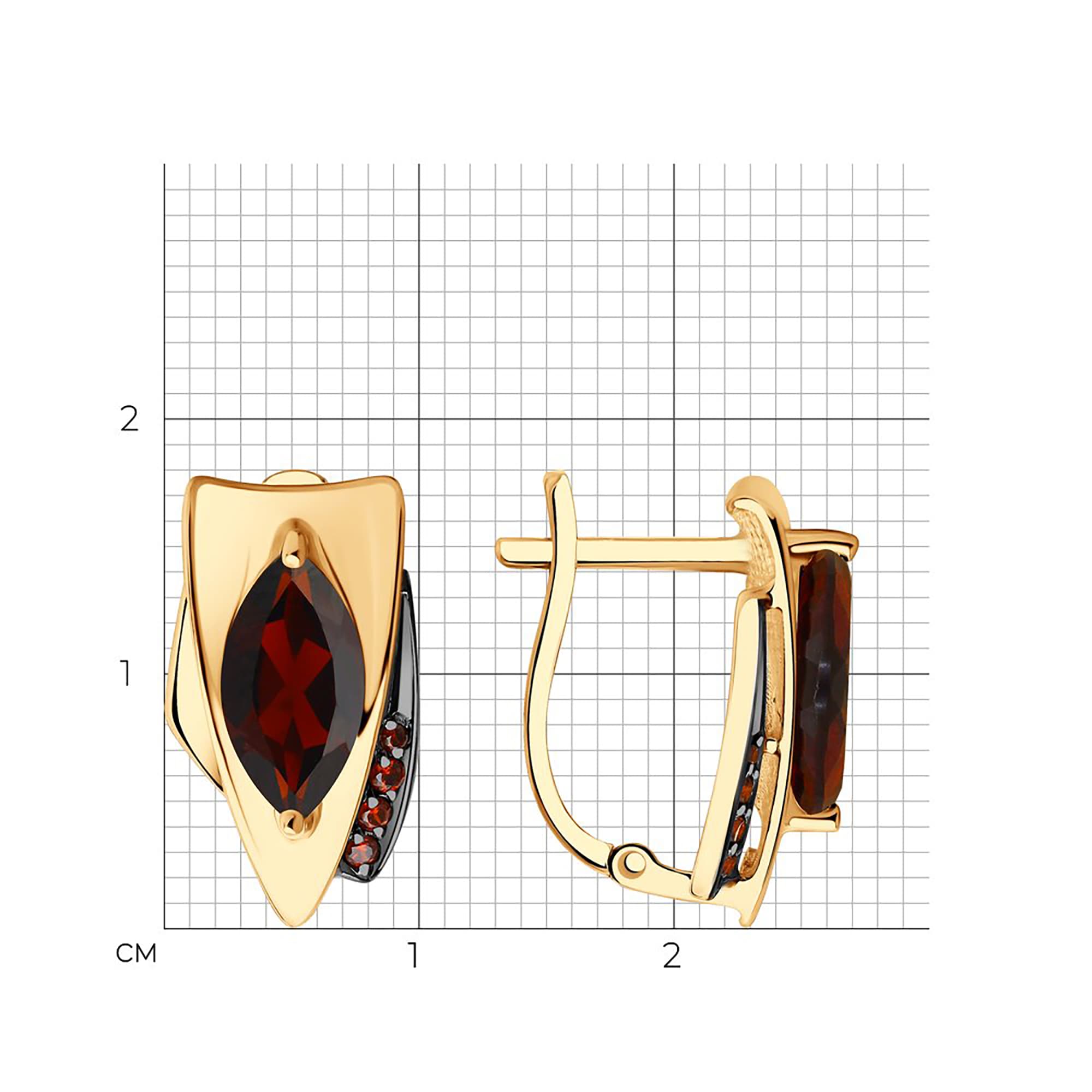 Серьги из золота 585 пробы с гранатом SOKOLOV 727057 Золото 585 пр.