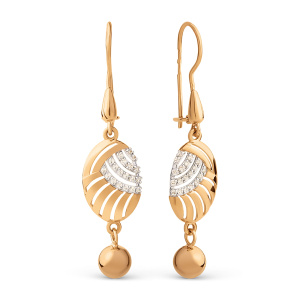 Серьги из золота 585 пробы с фианитом DINASTIA 032402-1102