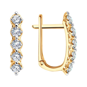 Серьги из золота 585 пробы с фианитом SOKOLOV 51-120-02785-1