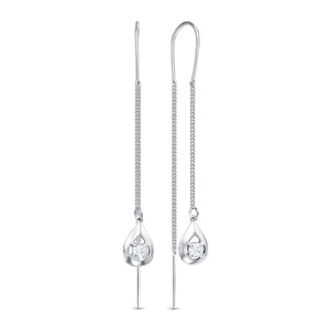 Серьги из серебра 925 пробы с фианитом АЛЬКОР 02-1448/00КЦ-00