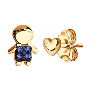 Серьги из золота 585 пробы с фианитом SOKOLOV 027239