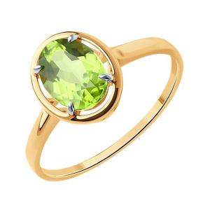 Кольцо из золота 585 пробы с хризолитом SOKOLOV 51-310-01927-3