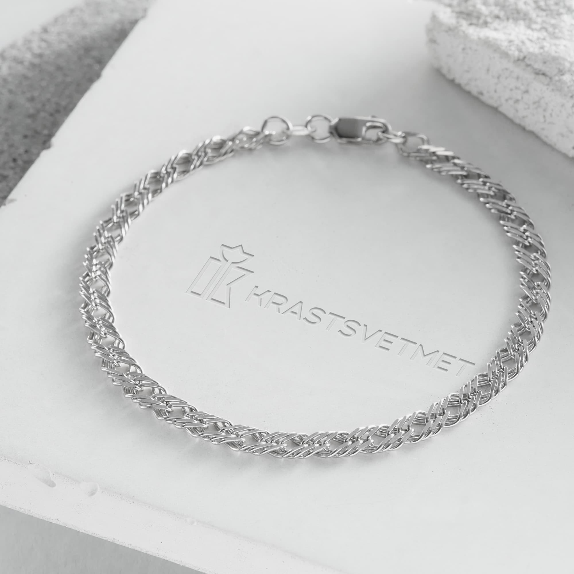 Браслет из серебра 925 пробы KRASTSVETMET НБ 22-203Ю-3 d.0,50 