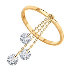 Кольцо из золота 585 пробы с фианитом SOKOLOV 019563