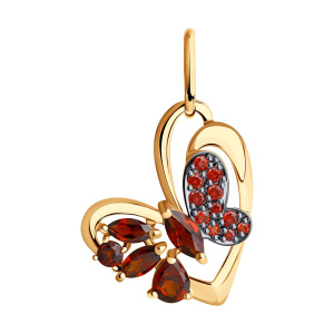Кулон из золота 585 пробы с гранатом SOKOLOV 731504