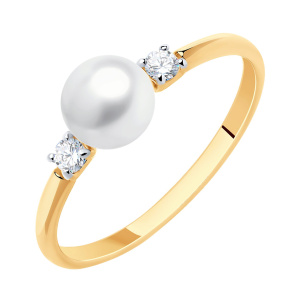 Кольцо из золота 585 пробы с жемчугом SOKOLOV 791053