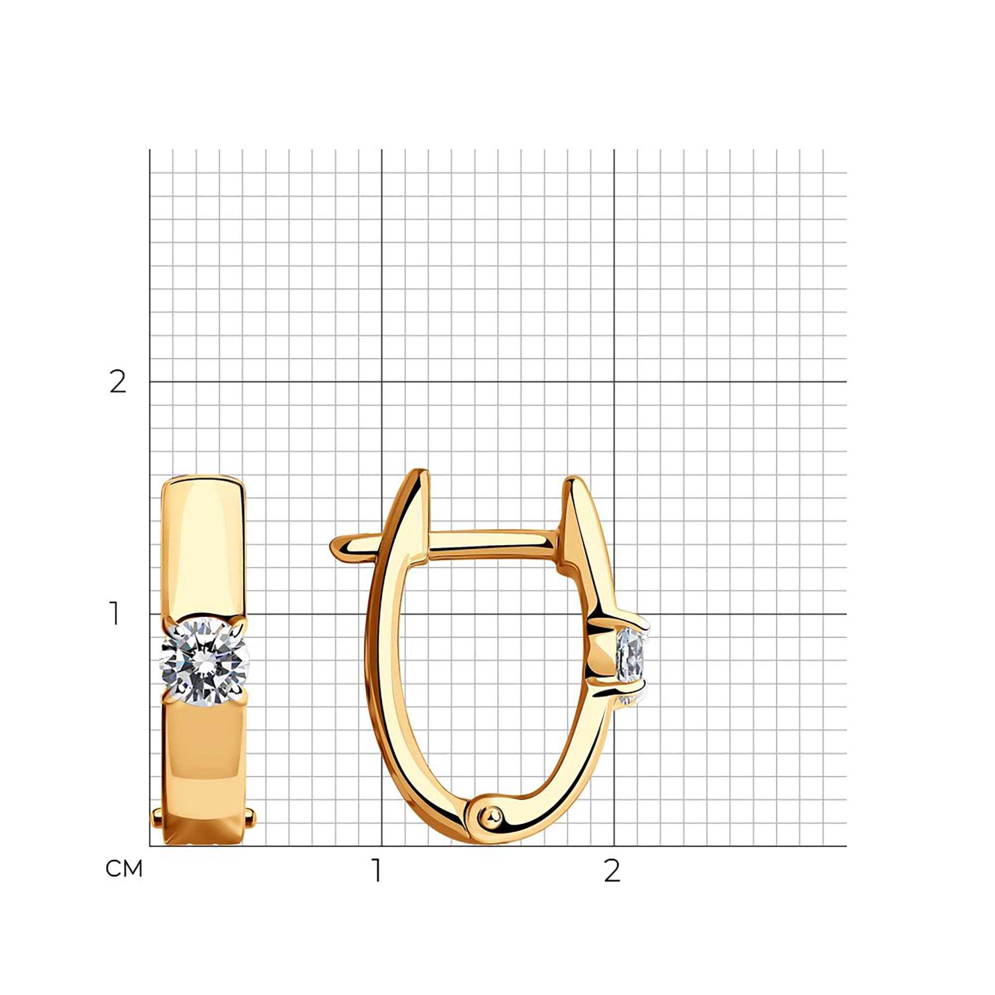 Серьги из золота 585 пробы с фианитом SOKOLOV 028655 Золото 585 пр.