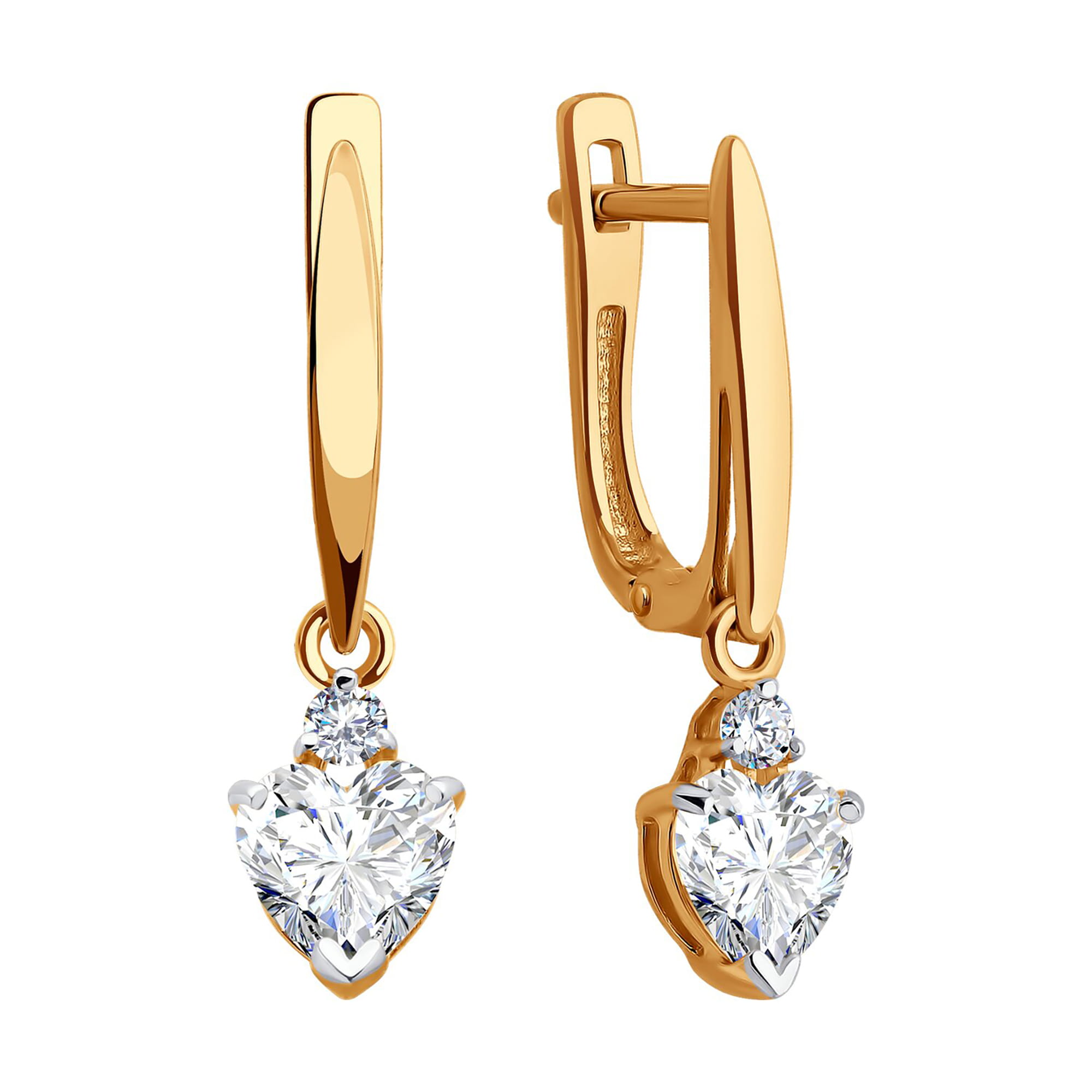 Серьги из золота 585 пробы с фианитом SOKOLOV 0200439 Золото 585 пр.