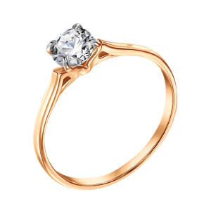 Кольцо из золота 585 пробы с фианитом ГОЛДЕН ГЛОБ К.192333НГ/17,5/бцФ/з585