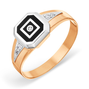 Печатка из золота 585 пробы с эмалью KARATOV Т15204А262