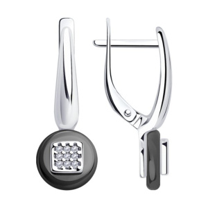 Серьги из серебра 925 пробы с керамикой SOKOLOV 94-120-01265-1