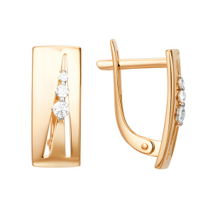 Серьги из золота 585 пробы с фианитом DINASTIA 010902-1102