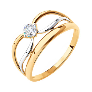 Кольцо из золота 585 пробы с фианитом SOKOLOV 018723