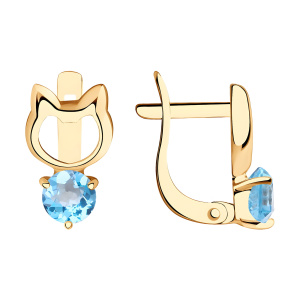 Серьги из золота 585 пробы с топазом SOKOLOV 726948