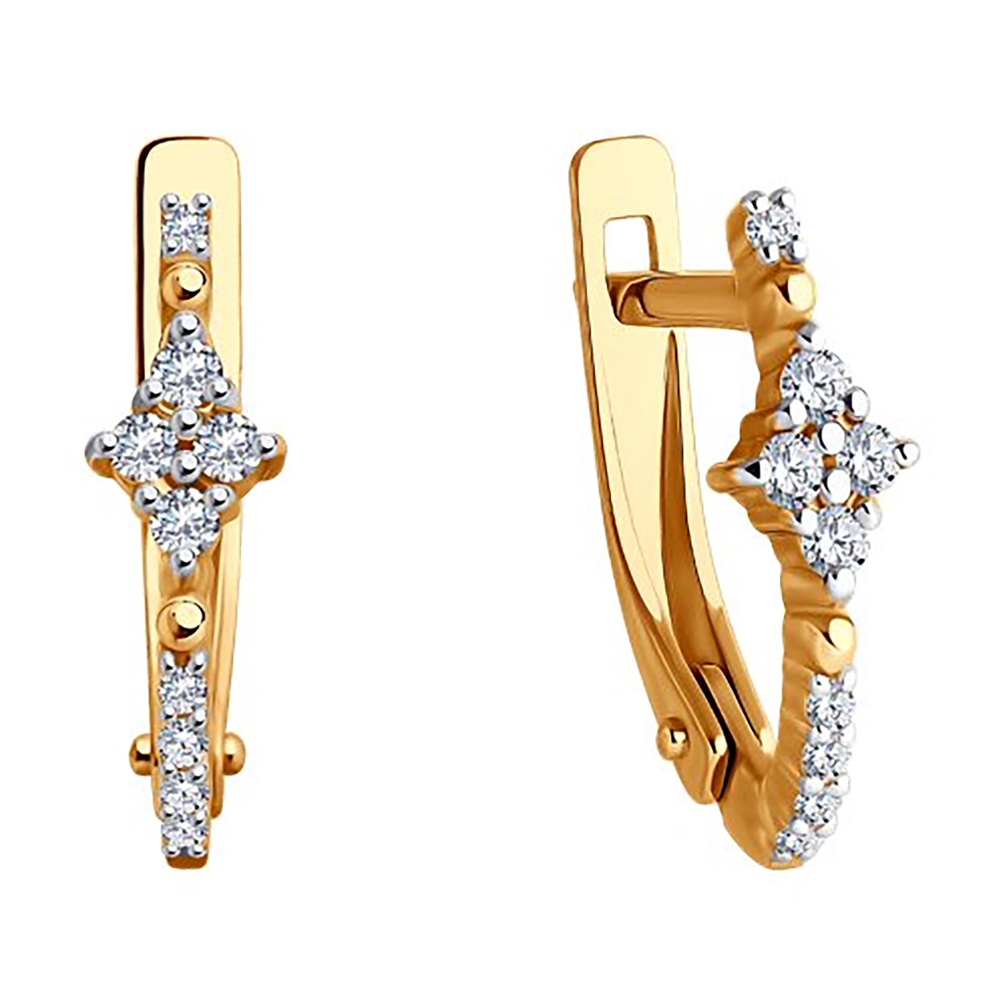 Серьги из золота 585 пробы с фианитом SOKOLOV 51-120-02399-1 Золото 585 пр.