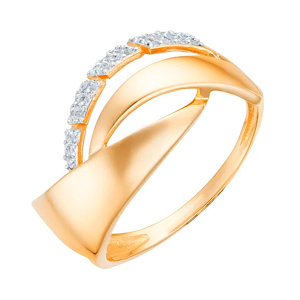 Кольцо из золота 585 пробы с фианитом АЛЕКСАНДРА ЮЗ кл4012-01