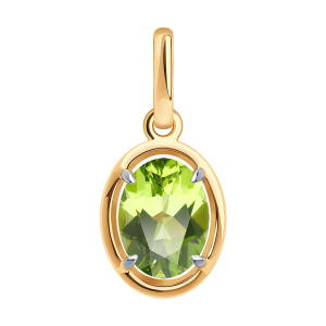 Кулон из золота 585 пробы с хризолитом SOKOLOV 51-330-01927-3