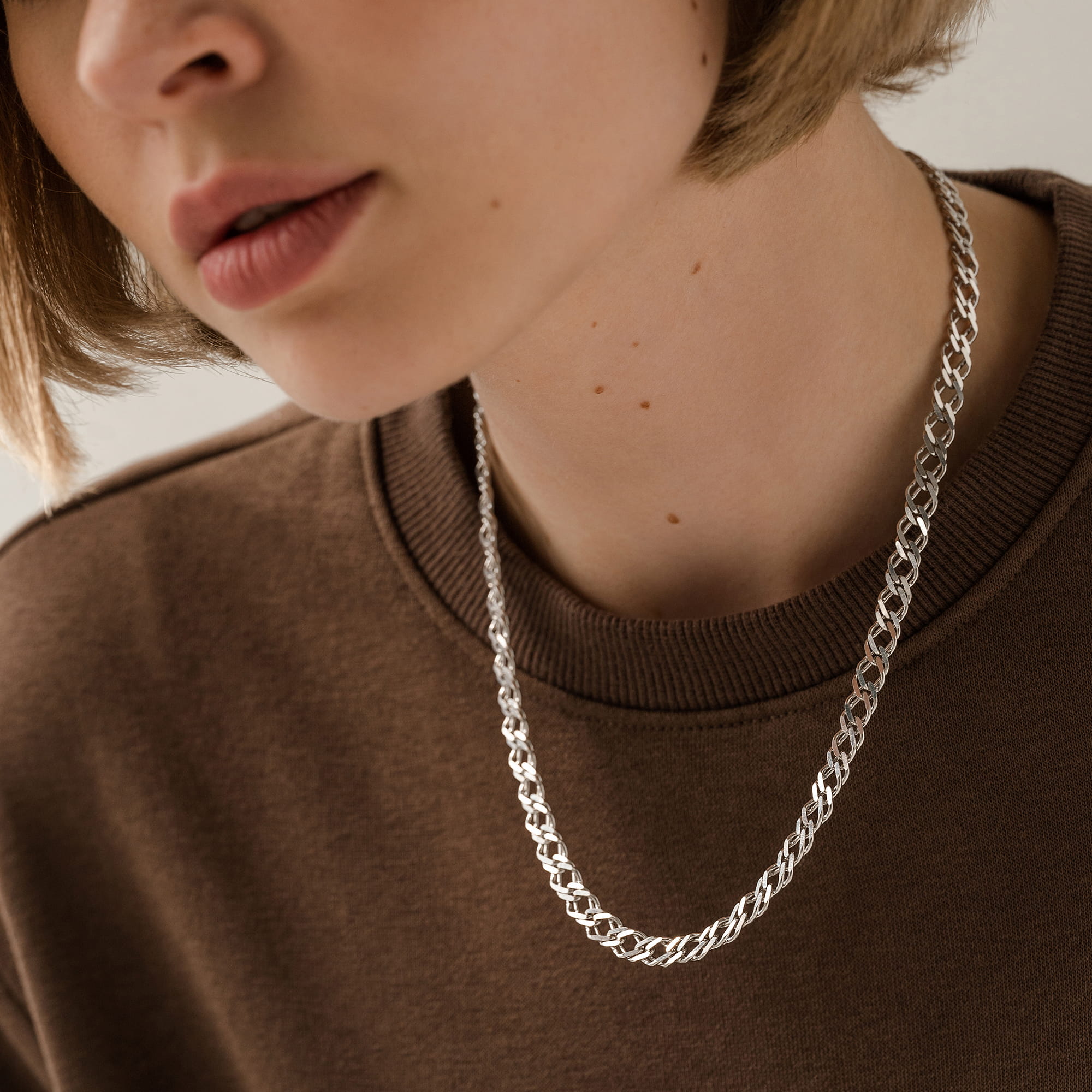 Цепь из серебра 925 пробы KRASTSVETMET НЦ 22-076Ю-3 d.1.00 Серебро 925 пр.