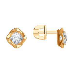 Серьги из золота 585 пробы с фианитом SOKOLOV 027468