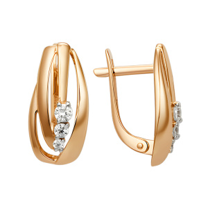 Серьги из золота 585 пробы с фианитом DINASTIA 011922-1102