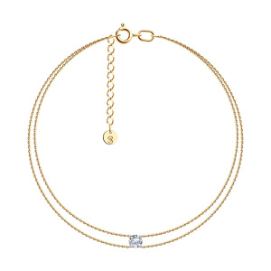 Браслет из золота 585 пробы с фианитом SOKOLOV 051368