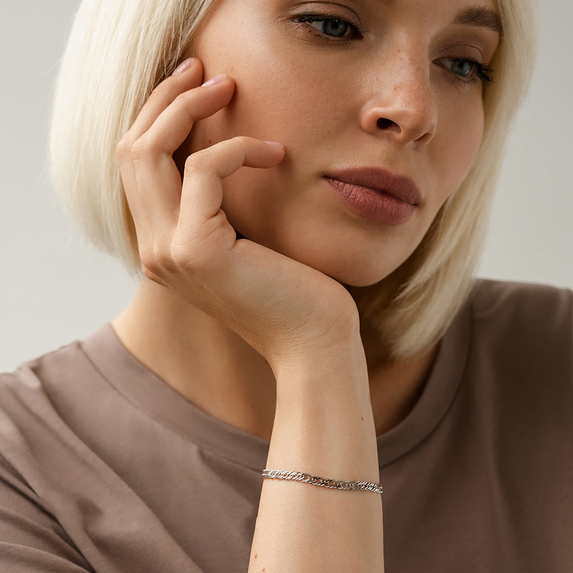 Браслет из серебра 925 пробы KRASTSVETMET НБ 22-203Ю-3 d.0,50 