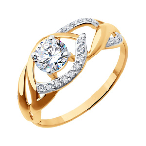 Кольцо из золота 585 пробы с фианитом SOKOLOV 51-110-02191-1