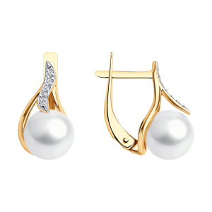 Серьги из золота 585 пробы с жемчугом SOKOLOV 792383