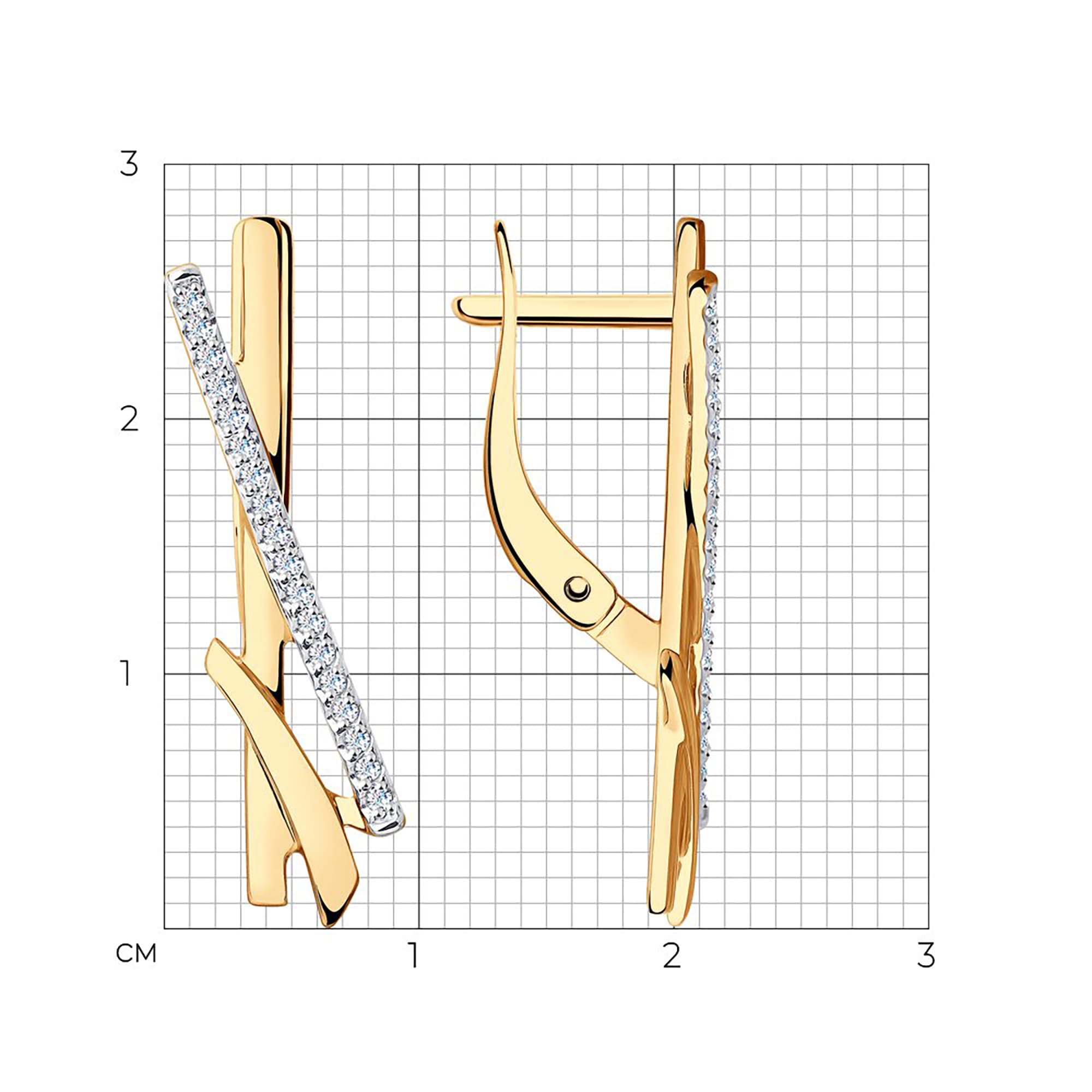 Серьги из золота 585 пробы с фианитом SOKOLOV 028540 Золото 585 пр.