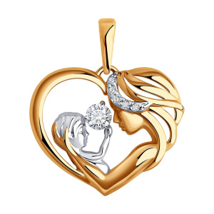 Кулон из золота 585 пробы с фианитом SOKOLOV 51-130-02018-1