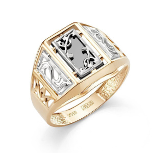 Кольцо из золота 585 пробы с ониксом КАРАВАЕВСКАЯ ЮВЕЛИРНАЯ ФАБРИКА 51-0029