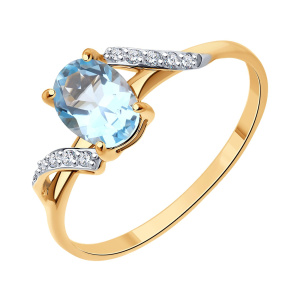 Кольцо из золота 585 пробы с топазом SOKOLOV 716904