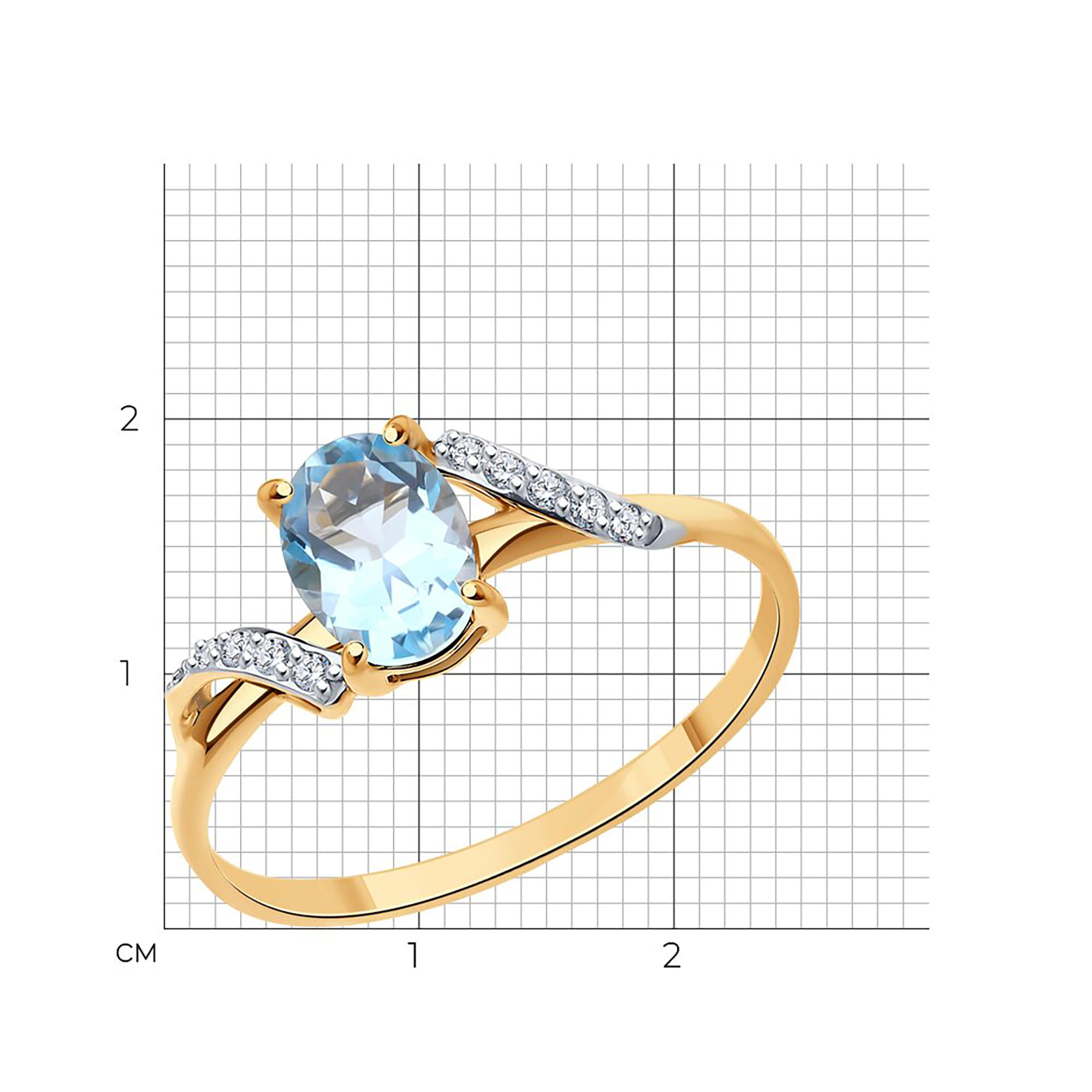 Кольцо из золота 585 пробы с топазом SOKOLOV 716904 Золото 585 пр.