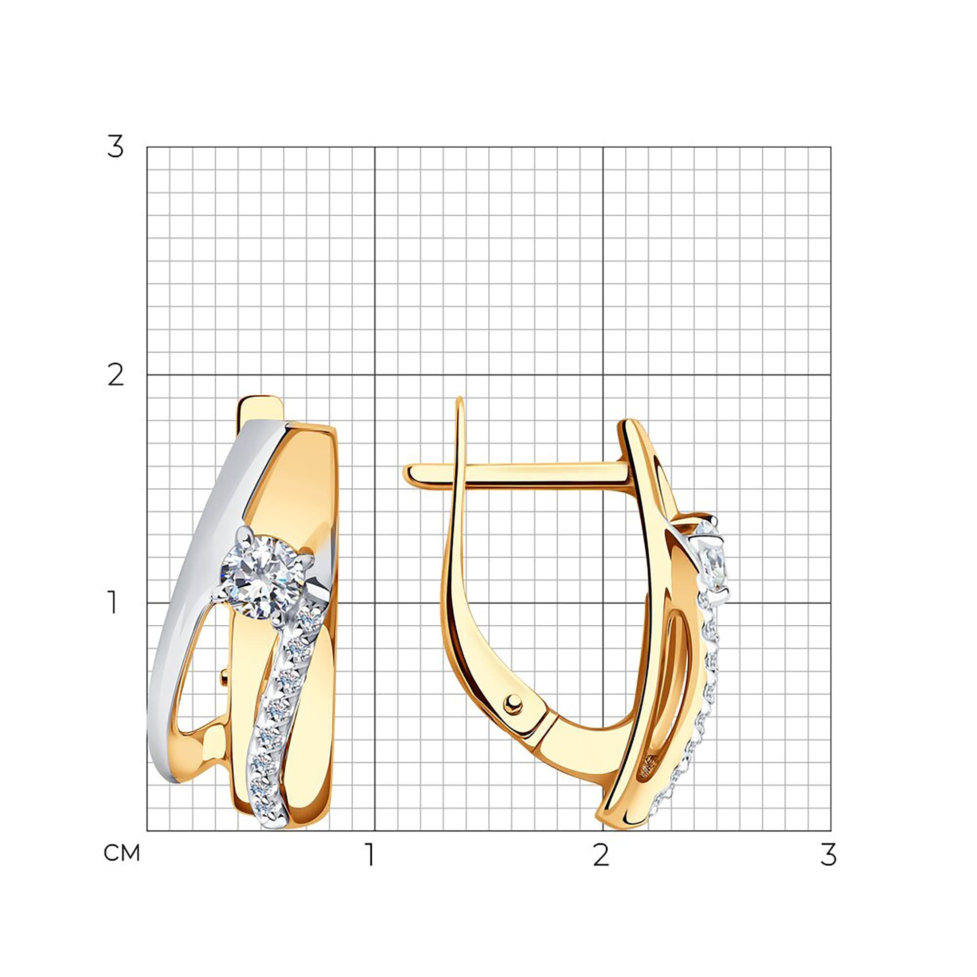 Серьги из золота 585 пробы с фианитом SOKOLOV 028873 Золото 585 пр.