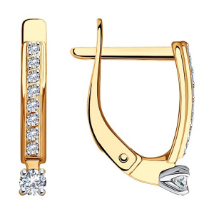 Серьги из золота 585 пробы с фианитом SOKOLOV 51-120-01979-1