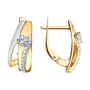 Серьги из золота 585 пробы с фианитом SOKOLOV 028873