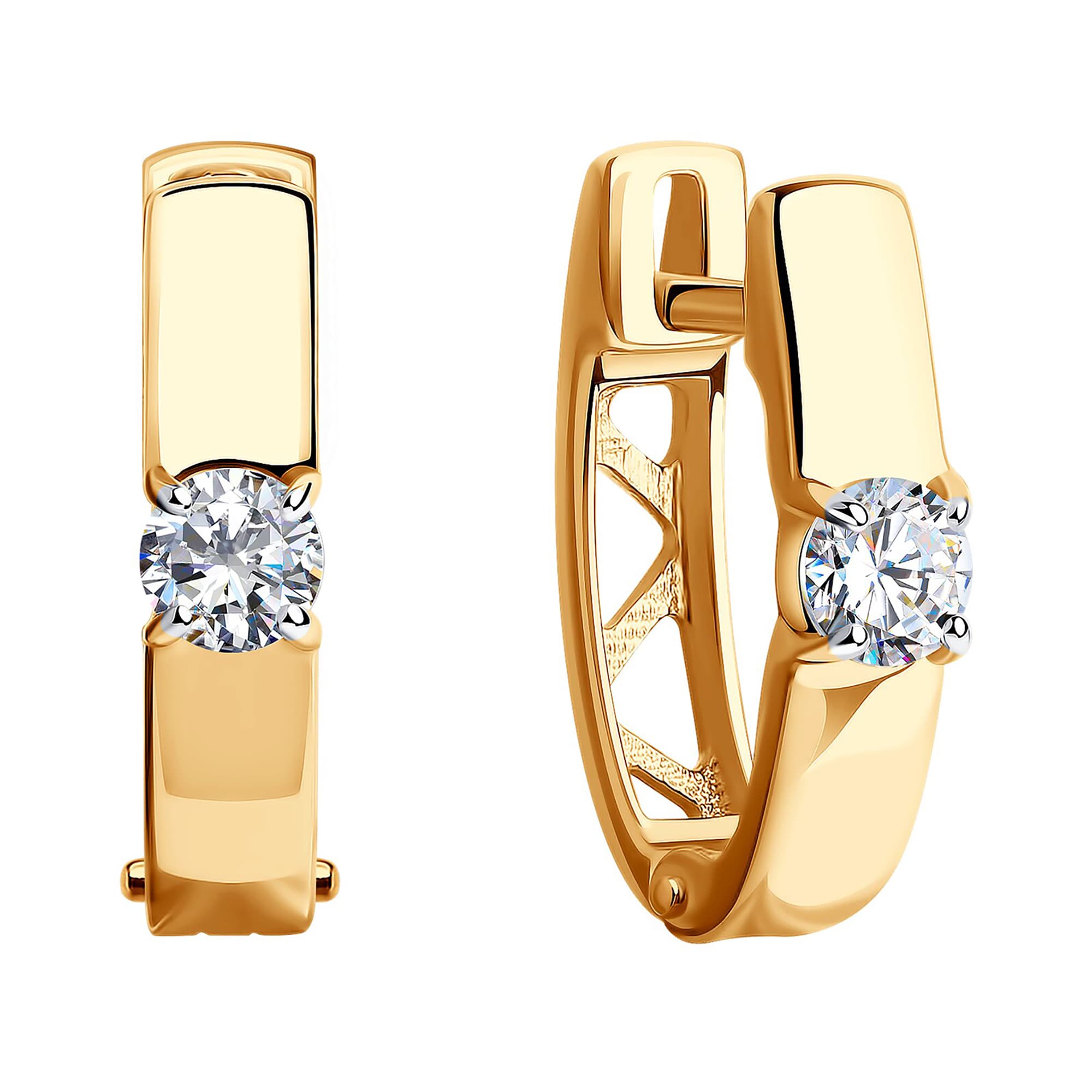 Серьги из золота 585 пробы с фианитом SOKOLOV 028655 Золото 585 пр.