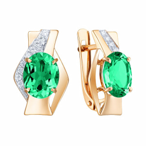 Серьги из золота 585 пробы с агатом АЛЕКСАНДРА ЮЗ кл3974а-12-01