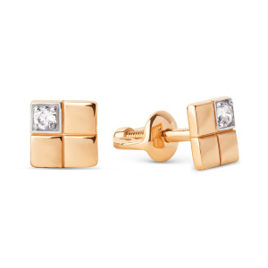 Серьги из золота 585 пробы с фианитом DINASTIA 017542-1102