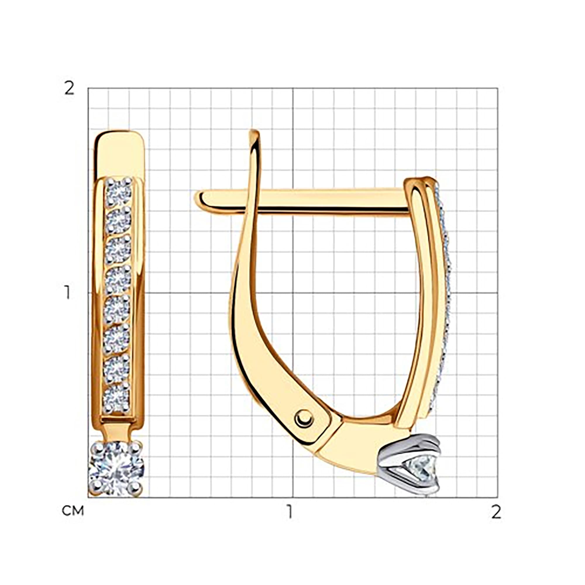 Серьги из золота 585 пробы с фианитом SOKOLOV 51-120-01979-1 Золото 585 пр.