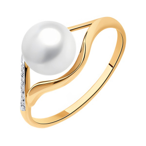 Кольцо из золота 585 пробы с жемчугом SOKOLOV 791235