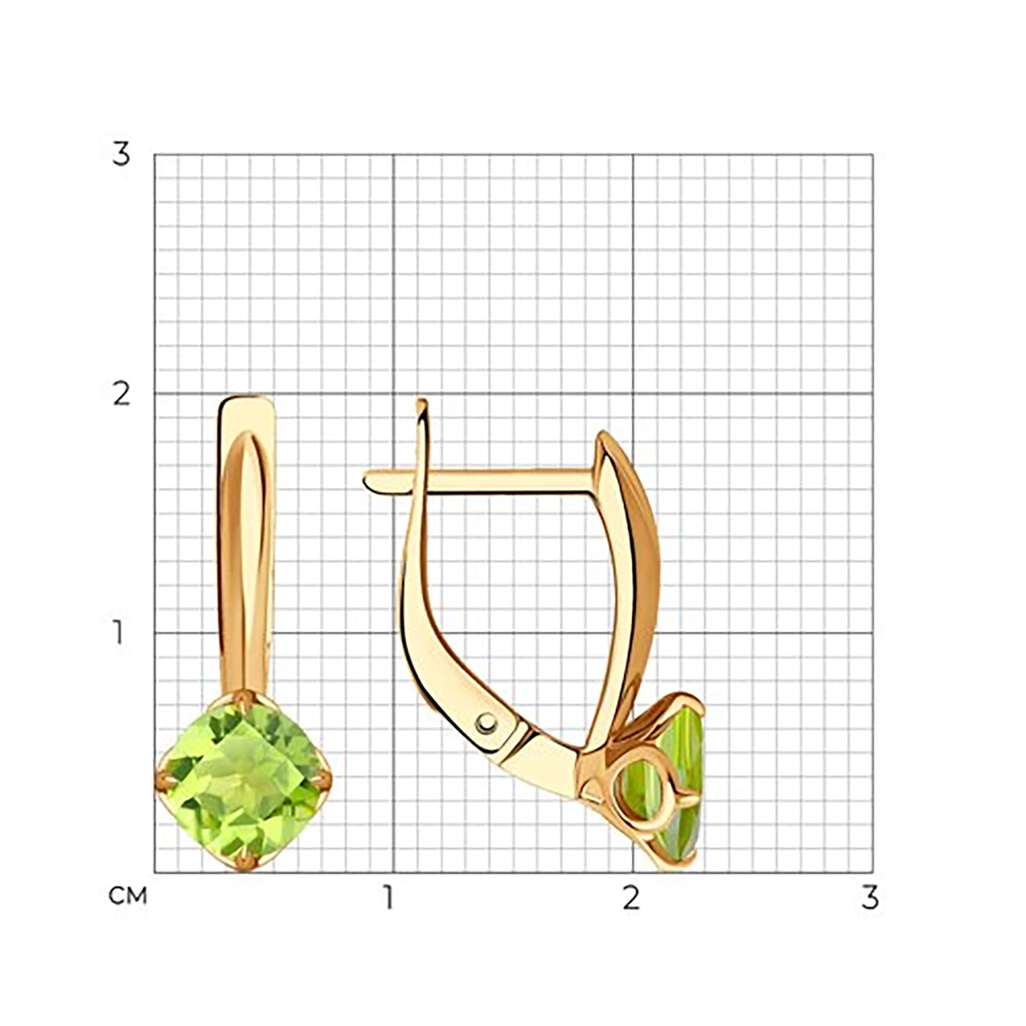 Серьги из золота 585 пробы с хризолитом SOKOLOV 51-320-01767-3 Золото 585 пр.