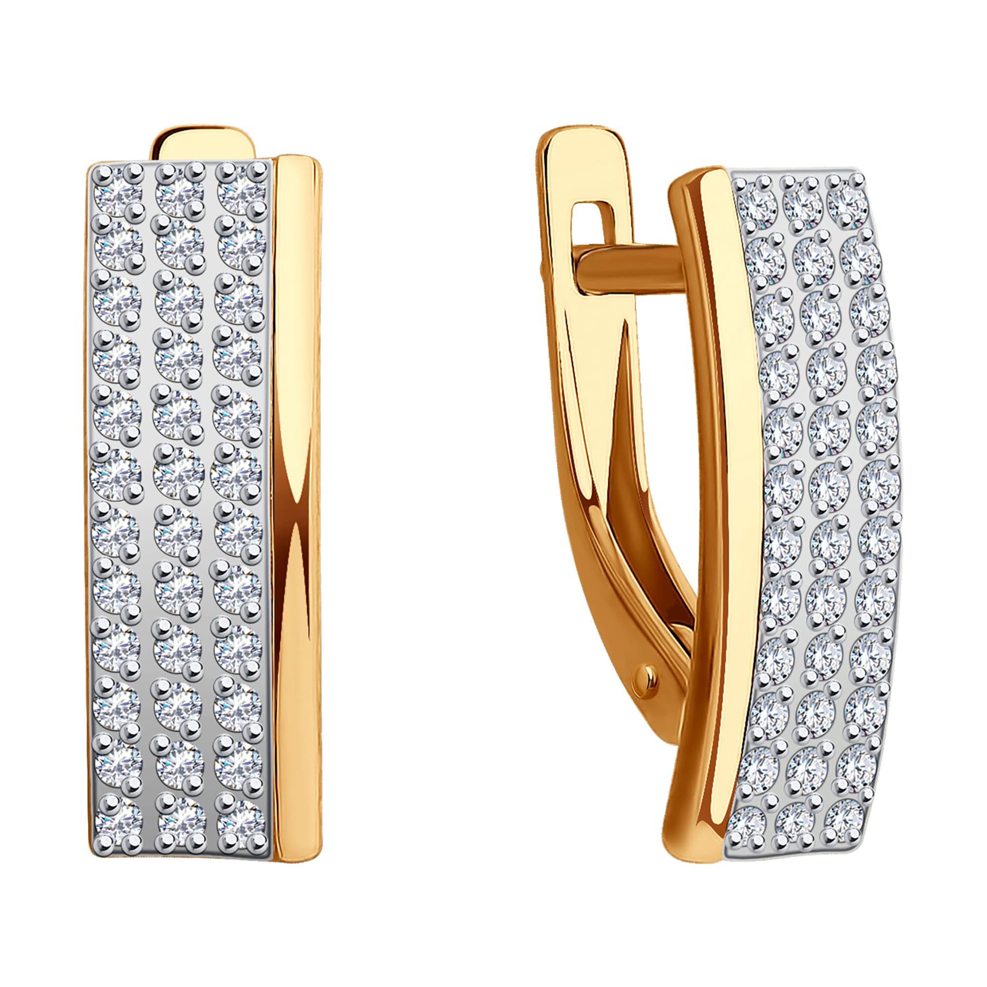 Серьги из золота 585 пробы с фианитом SOKOLOV 029903 Золото 585 пр.