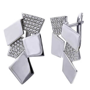 Серьги из серебра 925 пробы с фианитом ЗОЛОТАЯ ПОДКОВА 831644с