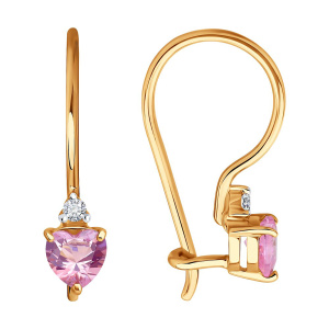 Серьги из золота 585 пробы с фианитом SOKOLOV 51-120-02845-1