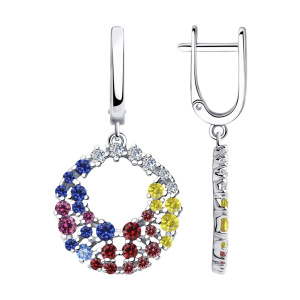 Серьги из серебра 925 пробы с фианитом SOKOLOV 94023725