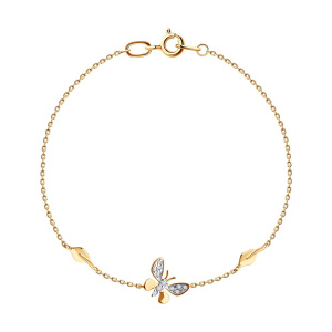 Браслет из золота 585 пробы с фианитом SOKOLOV 051485