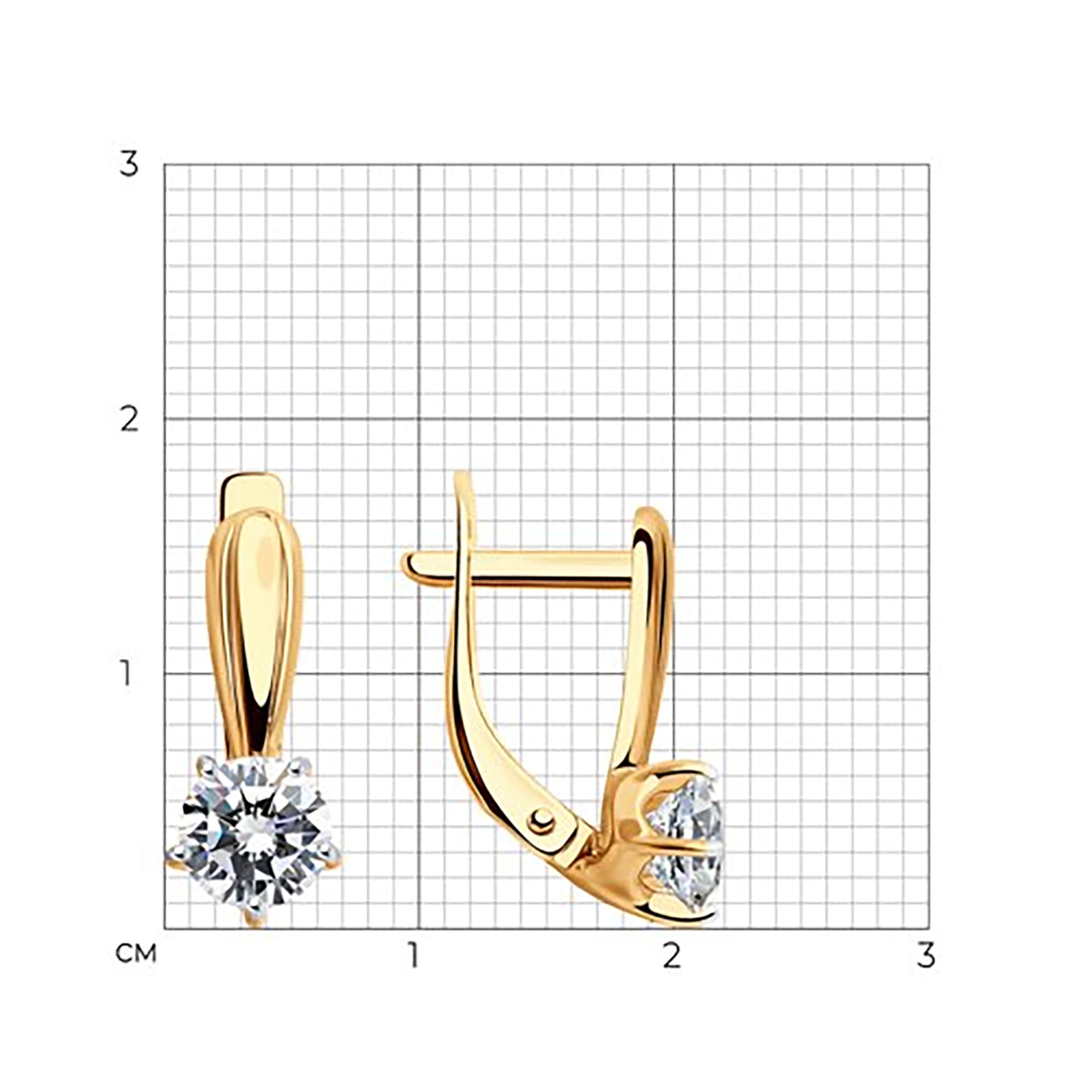 Серьги из золота 585 пробы с фианитом SOKOLOV 51-120-00099-1 Золото 585 пр.