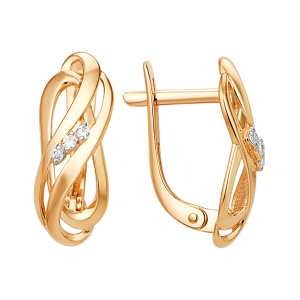 Серьги из золота 585 пробы с фианитом DINASTIA 013812-1102